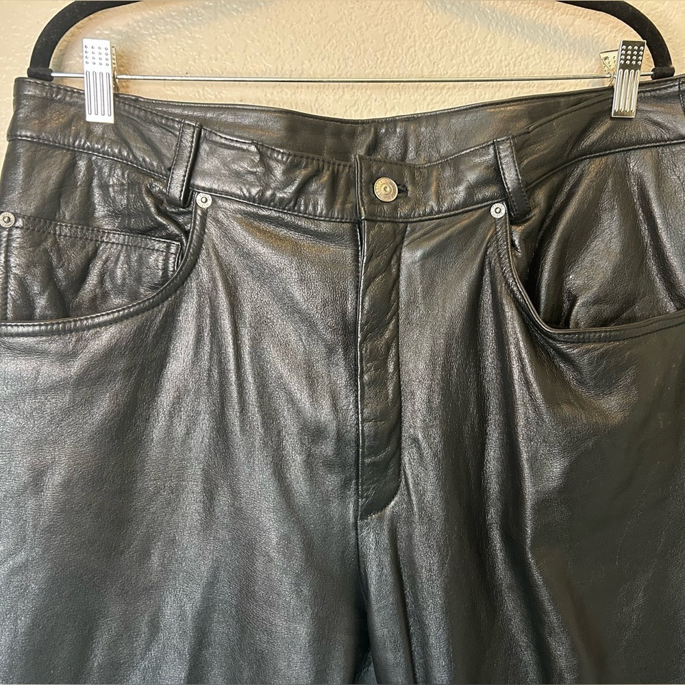 Wilsons Leather Dark Straight Leg Trousers - Picture 2 of 10